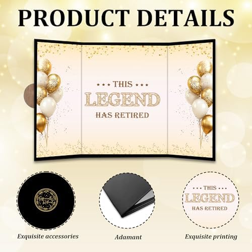 Black Gold Retirement Party Decoration - This Legend Has Retired Guest Book - Alternative Signature Book for Women Men-Golden Signing Card Board-Retirement Gifts For Farewell Party Supply & Favors-A06