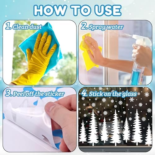 10 Sheets Christmas Window Clings Stickers Winter White Snowflake Christmas Tree Window Decals for Xmas Holiday Party Home Office Shop Glass Display Decoration