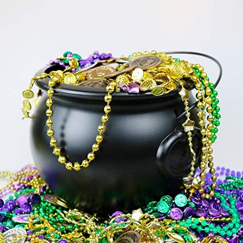 GiftExpress 8" Black Cauldron Bucket – Halloween Candy Bowl, Trick or Treat, St. Patrick's Pot of Gold Decor, Witch Kettle for Party Supplies