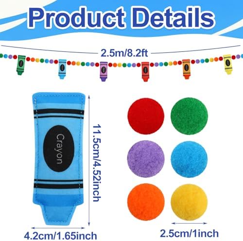 Jansun 8.2ft 3D Back to School Felt Crayon Pre-Strung Garland