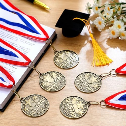 20 Pcs 2'' Awards Medals Bulk Winner Medals with Neck Ribbons Metal Trophy Award Prize Gift for Tournaments, Competitions, Party, Kids and Adults