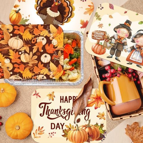 GREHUMOR 36Pcs Thanksgiving Leftover Containers with Lids, Fall Festive To Go Food Containers, Thanksgiving Tin Foil Containers Thanksgiving Foil Food Pan for Thanksgiving Party Disposable Containers