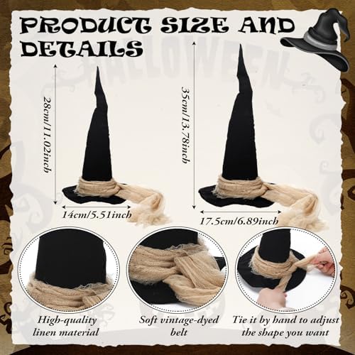 Chicingyou 2 Pcs Vintage Halloween Witch Hat Table Centerpieces 2 Size