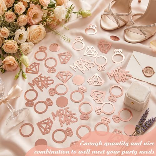 Sumind 220pcs Rose Gold Wedding Table Confetti Mr Mrs Diamond Ring Decor