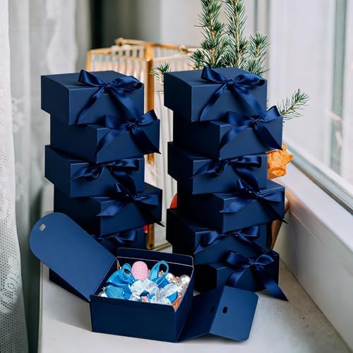 WLUSEAXI 12 Pack Small Gift Boxes with Lids for Presents, Blue Gift Boxes
