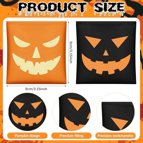 Civaner 12 Pcs Halloween Bean Bags for Tossing 3.15 Inch Pumpkin Toss Game