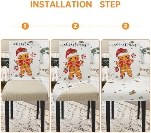 Christmas Chair Covers Set of 6 Gingerbread Winter Parsons Chair Slipcovers