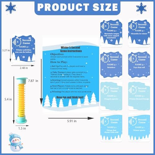 Winter 5 Second Game Cards, 108 Christmas Cards with Timer