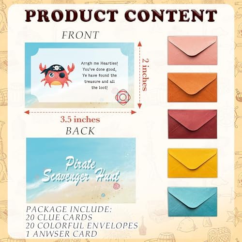 Pirate Scavenger Hunt Game, Halloween Party Games for Family Treasure Riddle Hunt Cards Game Activities, Pirate Birthday Indoor Outdoor Party Games Supplies, Funny Gifts for Adults Family, 01