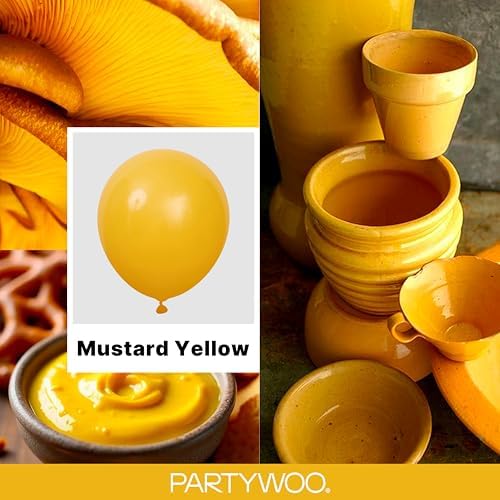 PartyWoo Mustard Yellow fall Balloons 140pcs Different Sizes