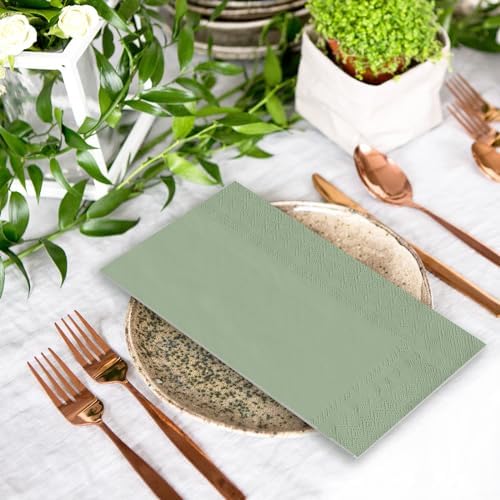 Whaline 120 Pcs Sage Green Guest Napkin Nude Sage Green Color Disposable Paper Pack Wedding Dinner Hand Napkin Towel for Bathroom Birthday Bridal Shower Party Supplies