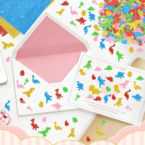 425Pcs Foam Stickers Glitter 3D Dinosaur Foam Shape Sticker,Dinosaurs