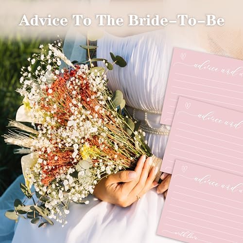 25Pcs Pink Advice & Wishes Cards, Minimalism Pink Advices Cards for Baby Shower, Bridal Shower, Mr and Mrs, Graduation, Wedding Reception Decorations 4x6