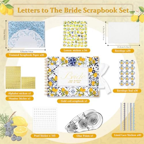 Letters to Bride Scrapbook,8.5 X 7 Inch,Lemon,Yellow, Blue