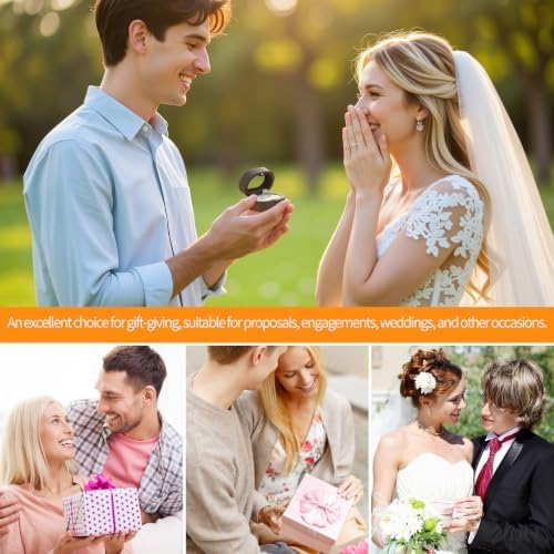 KUKUVR Oval Wooden Ring Box with Clear Window, Ring Holder Box for Wedding Day Engagement Proposal, Jewelry Gift Storage Box for Women (White - 1 Slot)