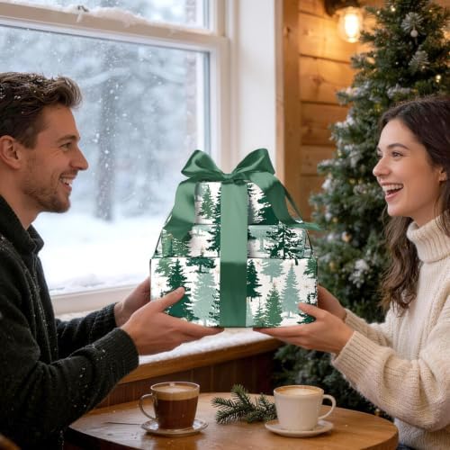 LaRibbons Reversible Green Christmas Wrapping Paper Pine Tree 17 In x 33 Ft