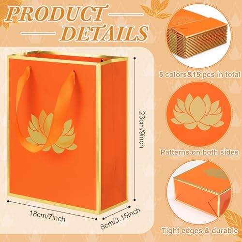 Sabary 15 Pcs Ganesh Pooja Indian Return Gift Paper Bag, Yellow
