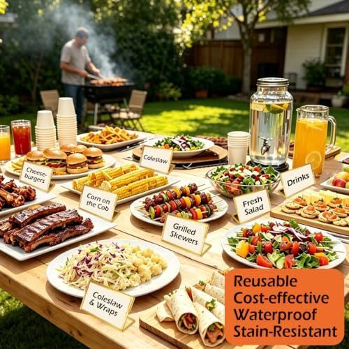 20pcs Food Labels for Party Buffet, 3.5"x2"Acrylic Sign Holder,Place Cards