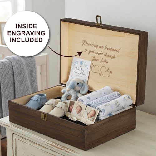 Time Capsule Engraved Wooden Keepsake Box, Memory Box to Be Opened on 18th Birthday with Inside Engraving, Baby Milestone Storage Gift for Photos, Cards & Precious Keepsakes X-Large 14.15 x 9.5 x 4.5"