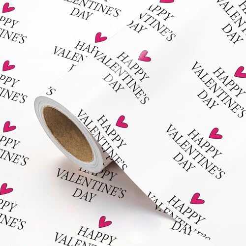 WRAPAHOLIC Valentines Day Wrapping Paper Roll - Mini Roll - 17 Inch x 16.5 Feet - Sweet Heart Happy Valentine's Day Wrapping Paper for Valentine's Day, Anniversary, Birthday