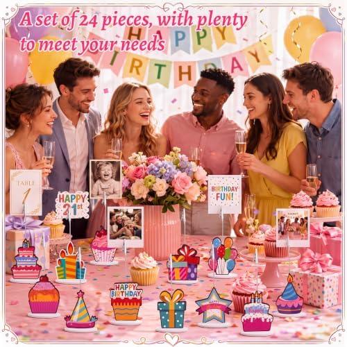 RattanView 24 Pcs Birthday Photo Holders for Centerpieces 5.5" Table Number