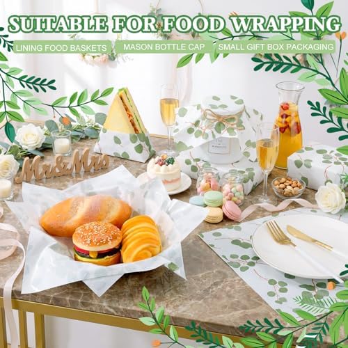 Marspark 100 Sheet Eucalyptus Wax Paper for Food Wrapping 12 x 12 Inch