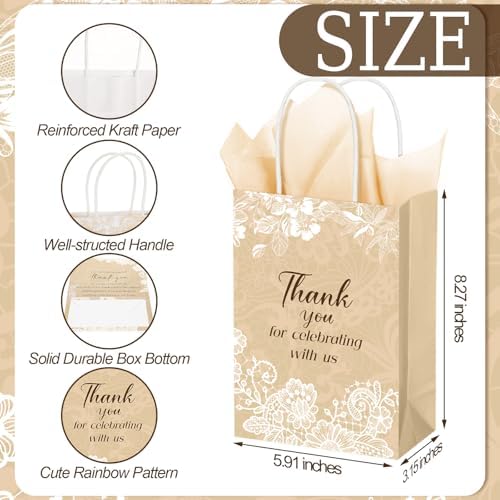 Fuutreo 100 Pack Wedding Gift Bags Bulk for Guests, Vintage Lace