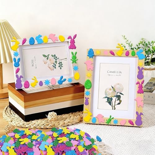 Foam Stickers, 500 PCS 3D Glitter Foam Easter Sticker, 7 Colors