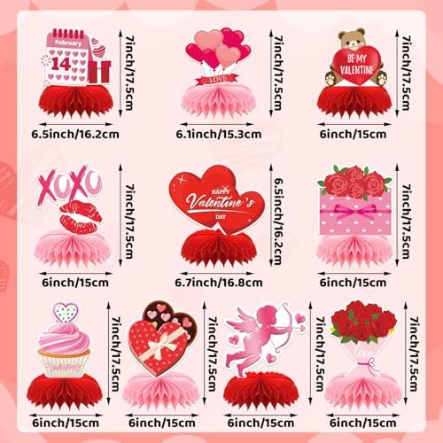 Valentine Table Centerpiece, 10Pcs Pink Heart Table Topper Decor