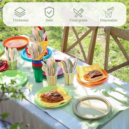 Kochorie 300 Pieces Sage Green and Pink Plastic Silverware, Disposable Plastic Utensils, Heavy Duty Cutlery Set Heavyweight Flatware Includes Spoons Forks Knives for Birthday Wedding Party Supplies