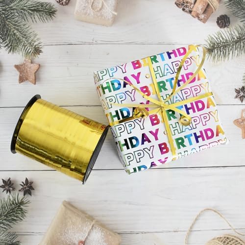 TONIFUL 500 Yards Curling Ribbon-Balloon Ribbons-Shiny Gold Metallic Balloon String for DIY Decor,Gift Wrapping,Bows for Christmas New Year Birthday Gifts Graduation Supplies