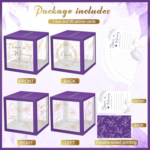 Pajean 50 Pcs Greenery Share a Memory Card, Celebration of Life Cards Box