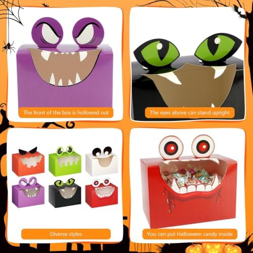 THAWAY 36 Pcs Halloween Treat Boxes Monster Party Candy Box with Window