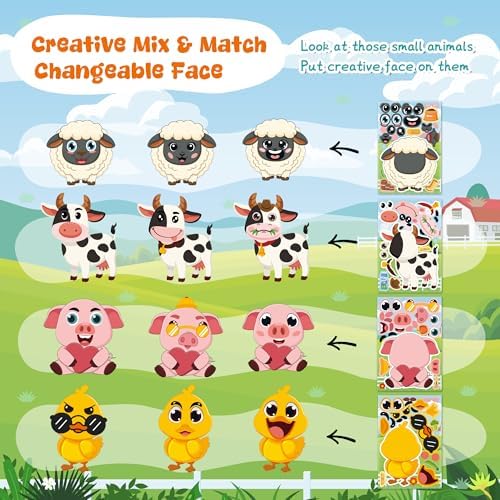 Farm Animal Stickers 48 Sheets Make A Face Stickers Kids Toddlers