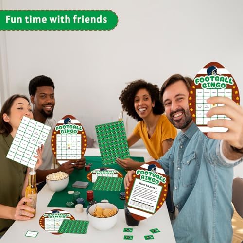 YQUQWN Football Bingo Game Cards Set Football Party Supplies 24 Players Includes Bingo Cards and Markers for Party Supplies Sports Events Activities