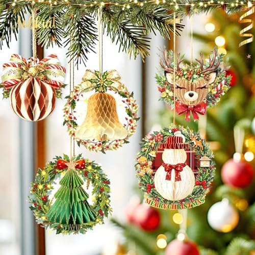 AOBKIAT Christmas Decorations Honeycomb Ornaments for Home,Class,Gift Idea