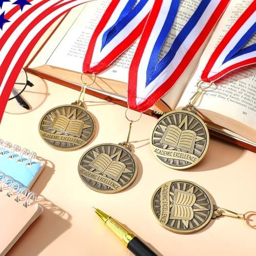 20 Pcs 2'' Awards Medals Bulk Winner Medals with Neck Ribbons Metal Trophy Award Prize Gift for Tournaments, Competitions, Party, Kids and Adults