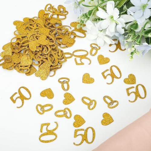 300pcs 50th Wedding Anniversary Confetti, Gold Wedding Table Scatter