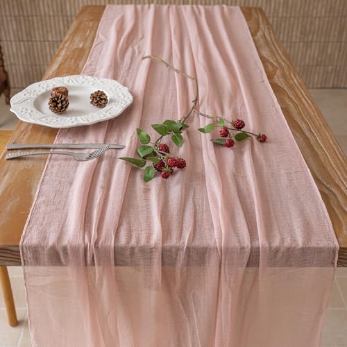 Dusty Pink Cheesecloth Table Runner 120 Inches Fall Party Home Decorations