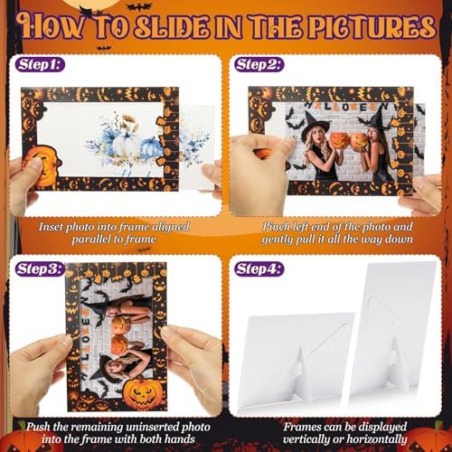 AmazingSpark 50 Pack Halloween Photo Frames 4x6, Paper Picture Cards