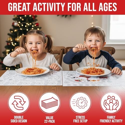 Iconikal 22-Pack Christmas Coloring Place Mats