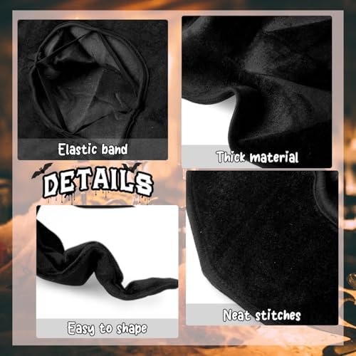Women's Witch Hat for Halloween Costume Party, Large Black Wicked Witch Hats for Christmas Masquerade Carnivals Accessory