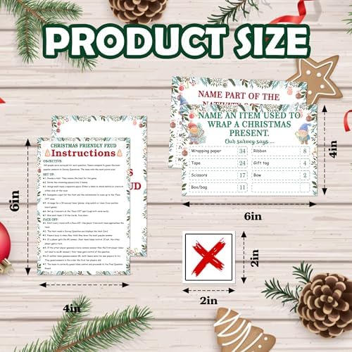 Christmas Friendly Feud Game, Friendly Christmas Party Games for Family Friends Large Groups, Funny Xmas Feud Quiz, Xmas Trivia Party Decoration for Winter Holiday -07
