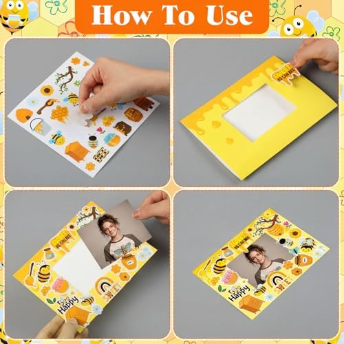 Jetec 48 Sets Back to School Bee Picture Frame Craft Kits with Stickers