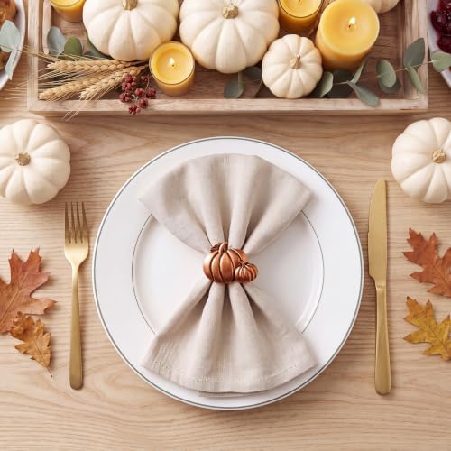 Remerry 8 Pcs Fall Thanksgiving Napkin Rings Set,Autumn Metal Holders