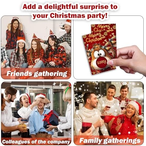 40 Pcs Christmas Scratch Off Cards with Stickers, Rudolph The Red Nose Reindeer Merry Christmas Games for Family Party, Xmas Holiday Party Raffle Ticket Supplies -A02