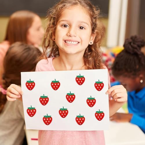 500Pcs Holographic Strawberry Stickers for Kids 1in Laser Waterproof Sticker Roll Red Strawberry Self-Adhesive Sticker Rolls for Bottle Scrapbook Journal Envelope Decorations