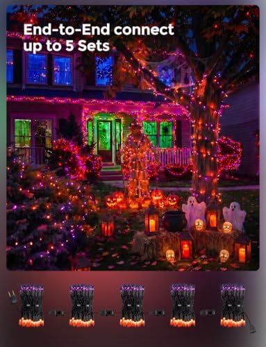 20FT 100Ct Purple Orange Halloween Lights for Outdoor Indoor Decorations