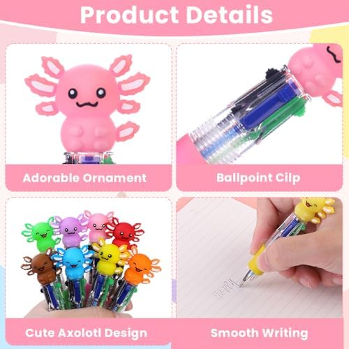 36PCS Axolotl Fun Pens Kawaii Mini Multicolor Gift Pens for Party Favors