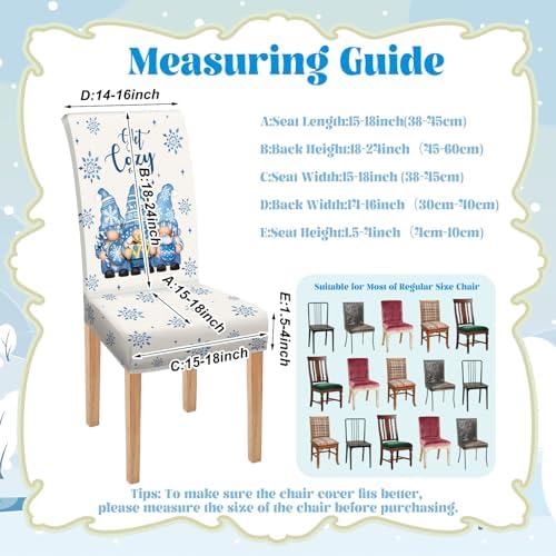 Moukeren 6 Pcs Winter Snowflak Chair Covers Dining Chair Slipcovers